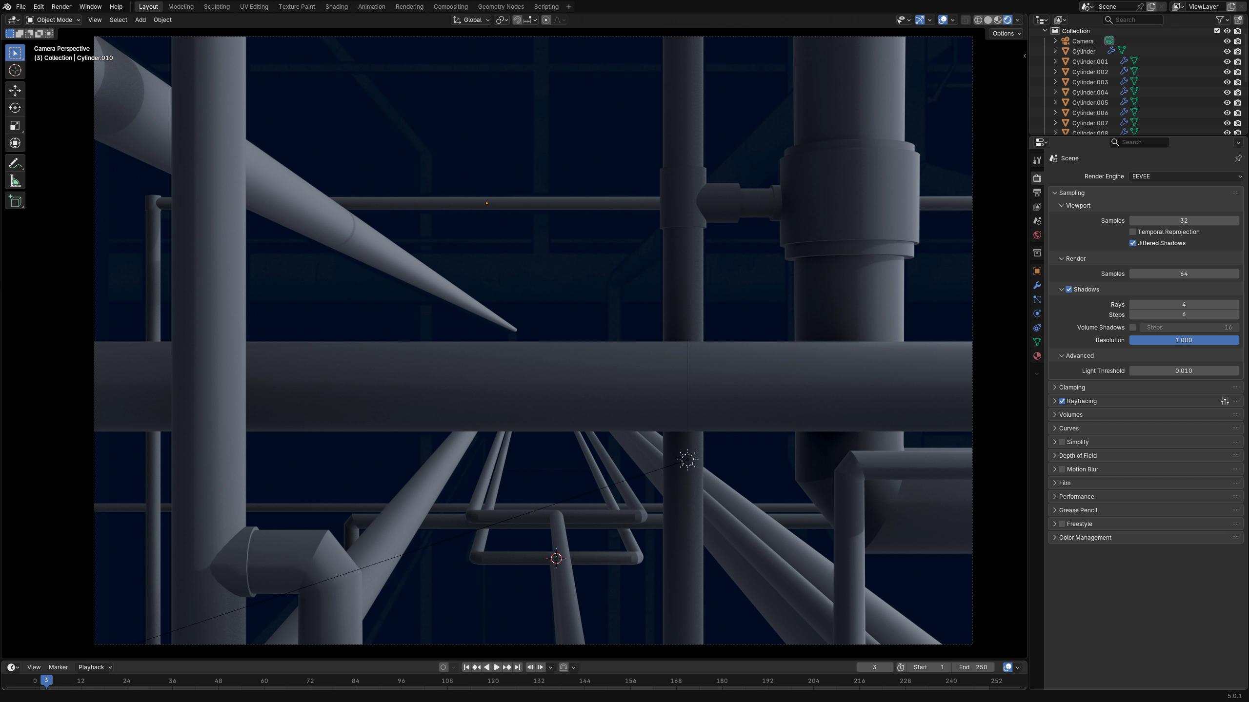 half-ass recreation of picrel in blender. just a bunch of weirdly arranged pipes