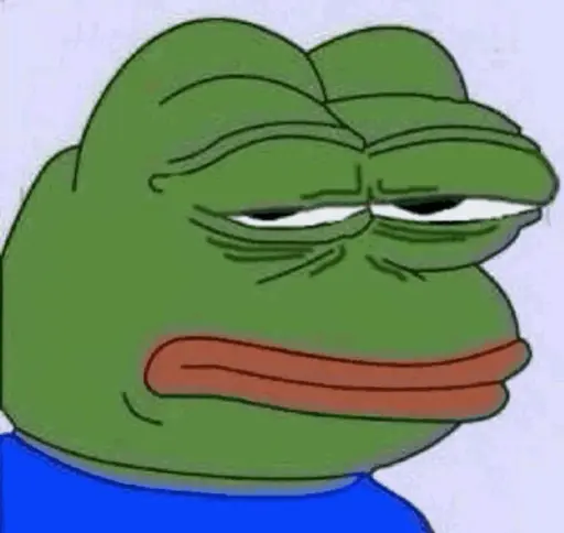 Image of annoyed Pepe the frog. End ID